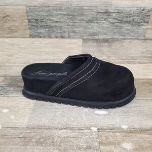 Free People Milo Everyday Womens Mules Sz 7.5 Flatform Sole Black Suede Slip-On